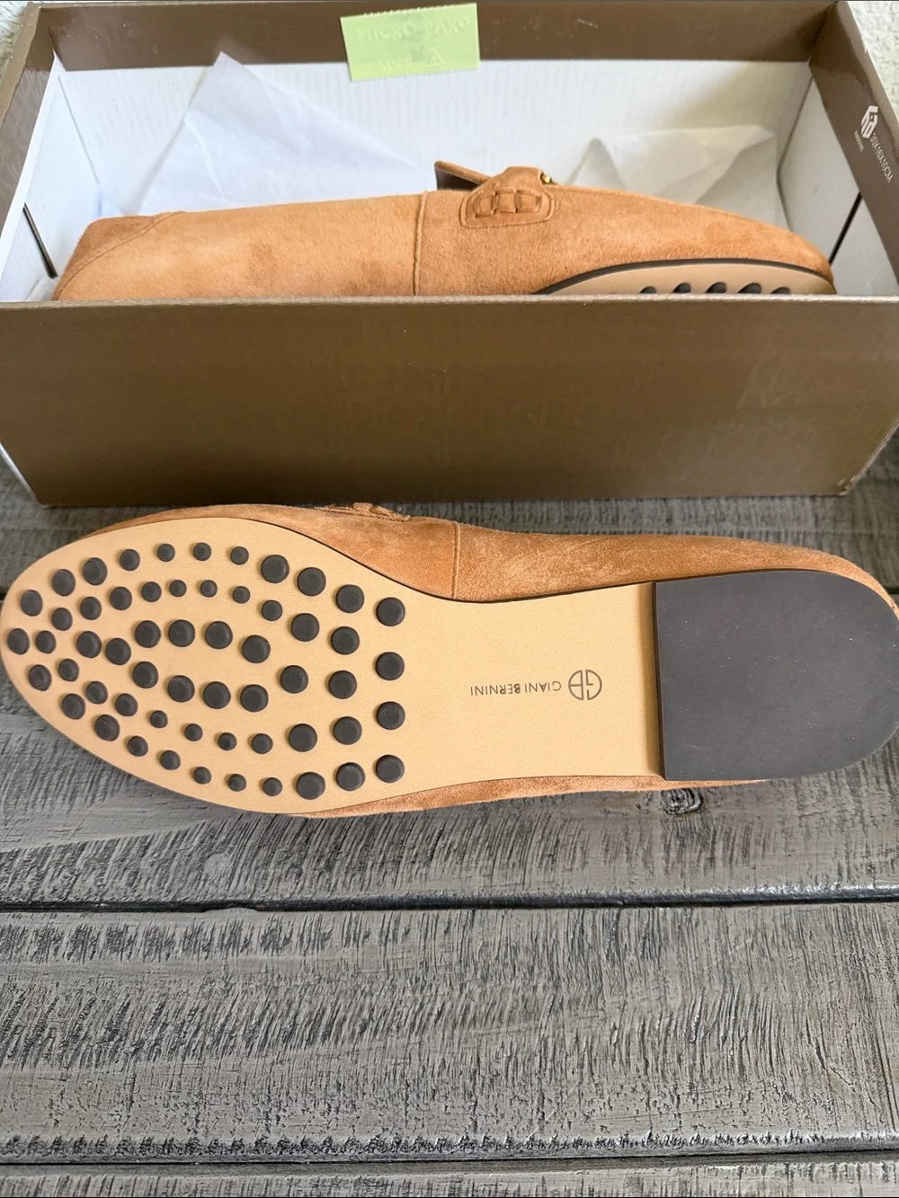 Giani Bernini Womens Beckhamm Memory Foam Suede Tobacco Brown Loafers NIB